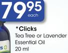 Clicks Tea Tree Or Lavender Essential Oil-20Ml Each