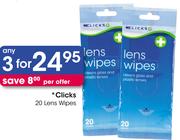 Clicks 20 Lens Wipes-3's Pack