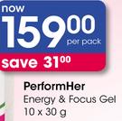 PerformHer Energy & Focus Gel-10x30G Per Pack