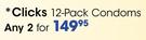 Clicks 12 Pack Condoms-2's Pack