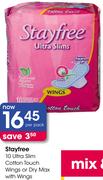 Stayfree 10 Ultra Slim Cotton Touch Wings Or Dry Max With Wings-Per Pack