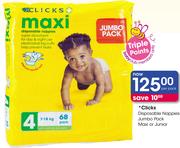 Clicks Disposable Nappies Jumbo Pack Maxi Or Junior-Per Pack