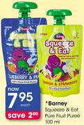 Barney Squeeze & Eat Pure Fruit Puree-100Ml Each
