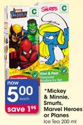 Mickey & Minnie,Smurfs,Marvel Heroes Or Planes Ice Tea-200Ml Each