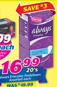 Always Everyday Pantyliners Assorted-20's Pack