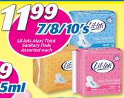 1Lil-Lets Maxi Thick Sanitary Pads Assorted-7/8/10's Pack