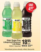 Eden Sugar Free Lifespring Enhanced Life Water Assorted-500ml Each