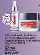 L'Oreal 1.5% Hyaluronic Acid Serum-30ml Each