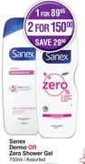 Sanex Dermo Or Zero Shower Gel Assorted-For 2 x 750ml