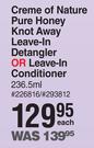 Creme Of Nature Pure Honey Knot Away Leave In Detangler Or Leave In Conditioner-236.5ml Each