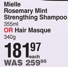 Mielle Rosemary Mint Strengthing Shampoo 355ml Or Hair Masque 340g-Each