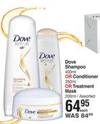 Dove Shampoo 400ml Or Conditioner 350ml Or Treatment Mask 200ml Assorted-Each