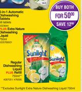 Sunlight Regular Dishwashing Liquid + Refill 750ml-For Both