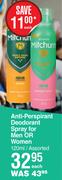 Mitchum Anti Perspirant Deodorant Spray For Men Or Women Assorted-120ml Each