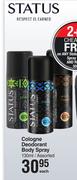 Status Cologne Deodorant Body Spray Assorted-130ml Each
