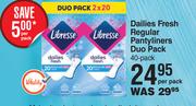 Libresse Dailies Fresh Regular Pantyliners Duo Pack 40 Pack-Per Pack
