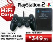 Playstation 2 Dual Shock Controller And Memory Card-8mb
