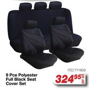 9 Pce Polyester Full Black Seat Cover Set FED.TY1809-Per Set