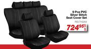 9 Pce PVC Silver Stitch Seat Cover Set FED.TY2253-Per Set