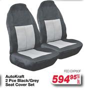 Auto Kraft 2 Pce Black/Grey Seat Cover Set FED.EXP60F-Per Set