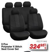 9 Pce Polyester X Stitch Seat Cover Set FED.TY1843-Per Set