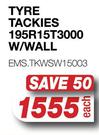 Tackies Tyre 195R15T3000 W/Wall EMS.TKWSW15003