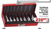 Tomi Hawk 8 Pce 1/4" Dr Deep Socket Set Metric FED.AKT45000-Per Set