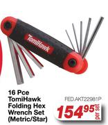 Tomi Hawk 16 Pce Folding Hex Wrench Set Metric/Star FED.AKT22981P-Per Set