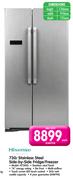 Hisense 730L Stainless Steel Side-By-Side Fidge/Freezer H730SS