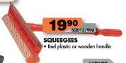 Squeegees Red Plastic Or Wooden Handle