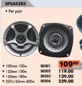 Speakers 100mm 100W Per Pair