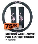 Steering Wheel Cover Plus Seat Belt Holder