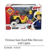 Fireman Sam Quad Bike Mercury With Lights