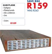 Saligna 3.6m Gum Plank With Plated Ends 50x230mm