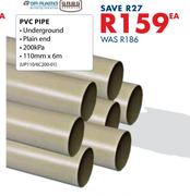 PVC Pipe 110mm x 6m-Each