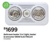 Electrolux 590W Heater & Extractor, 3 In 1 Light Bathroom Heater