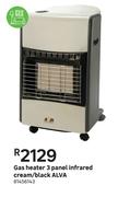 Alva Cream/Black Infrared 3 Panel Gas Heater