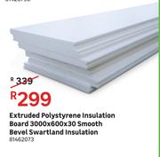 Extruded Polystyrene Insulation Board 3000 x 600 x 30 Smooth Bevel Swartland Insulation