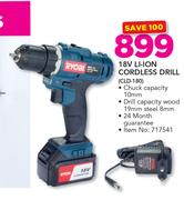Ryobi 18V Li-ion Cordless Drill CLD-180