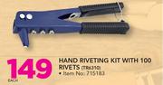 Topline Hand Riveting Kit With 100 Rivets TR6310
