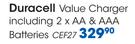 Duracell Value Charger Including 2xAA & AAA Batteries CEF27-Per Pack