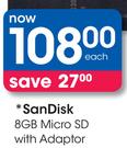 Sandisk 8GB Micro SD With Adaptor
