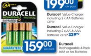 Duracell Rechargeable 4-Pack AAA Or AA Batteries-Per Pack