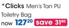 Clicks Men's Tan PU Toiletry Bag-Each