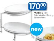 Clicks 2-Tier Dolomite Oval Serving Set With Rack-Per Set