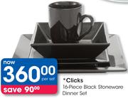 Clicks 16-Piece Black Stoneware Dinner Set-Per Set