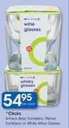 Clicks 4-Pack Beer Tumblers, Pilsner Tumblers Or White Wine Glasses-Per Pack