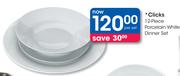 Clicks 12-Piece Porcelain White Dinner Set-Per Set