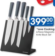Love Cooking 6-Piece Magnetic Knife Block Set-Per Set