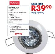 Eurolux Downlight In Satin Chrome, Polished Brass Or Gun Metal